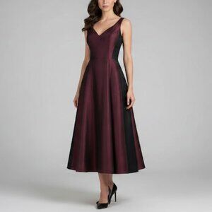 ABS Evening Allen Schwartz Dress Womens 2 Burgundy A-Line Tulle Formal Gown